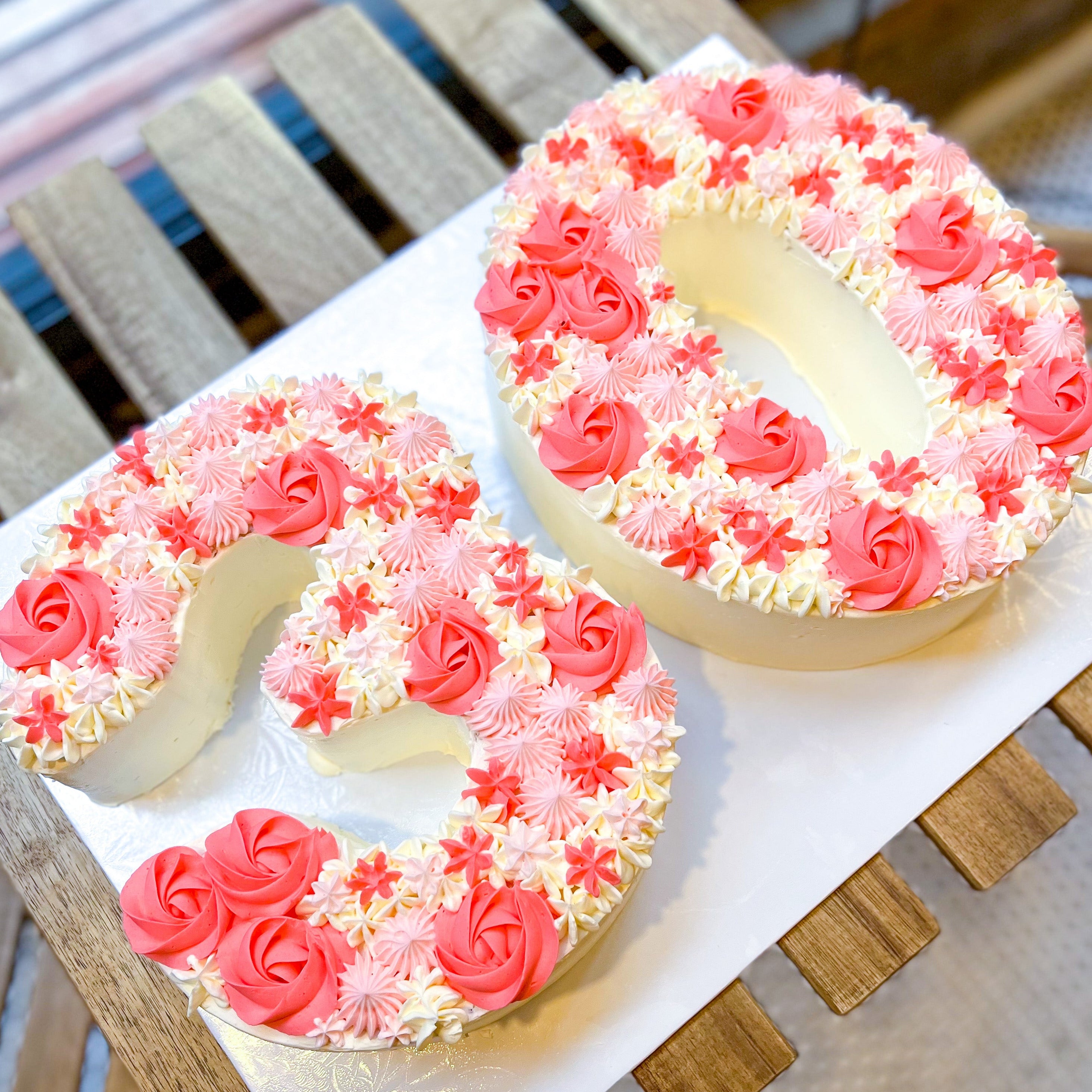 Order Number Cake With Dreamy Rose Design Online, Price Rs.2800 | FlowerAura